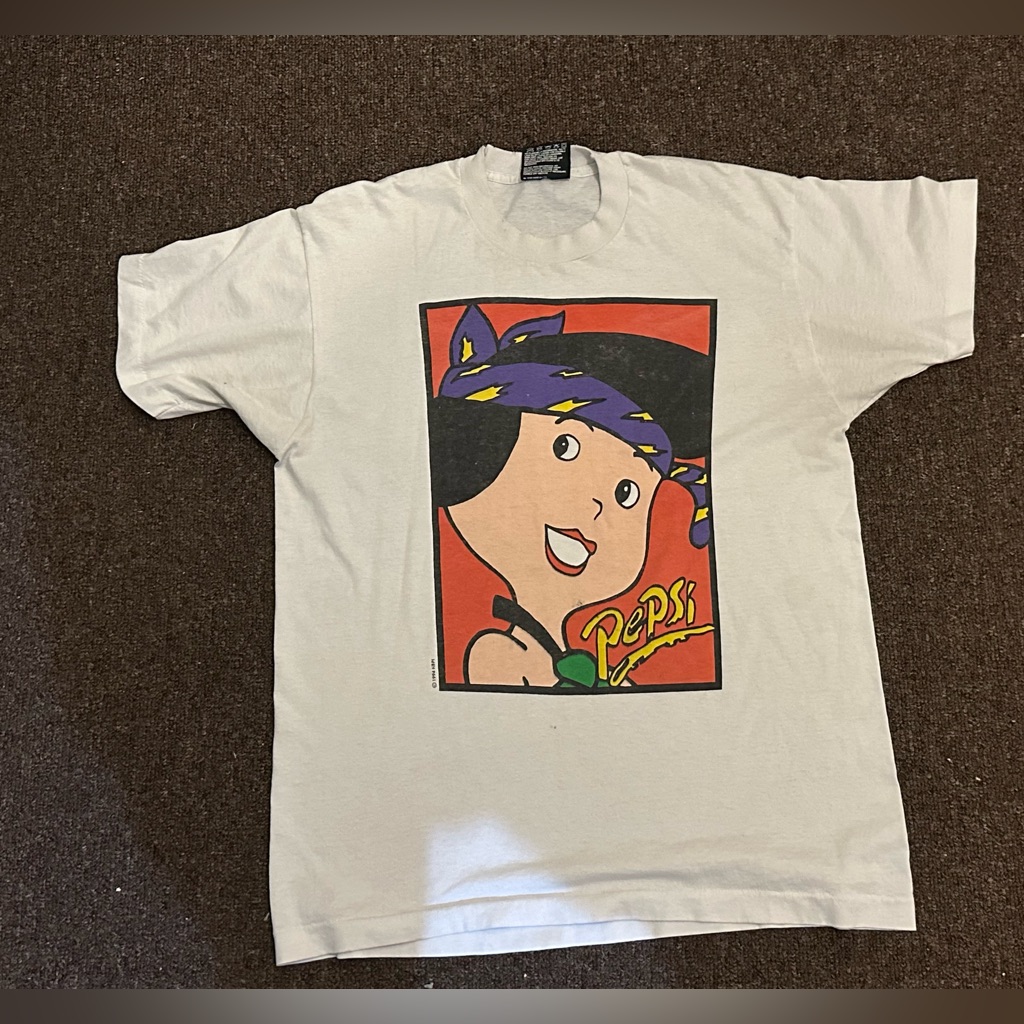 Vintage Rare Flintstones X Pepsi Collab T Shirt